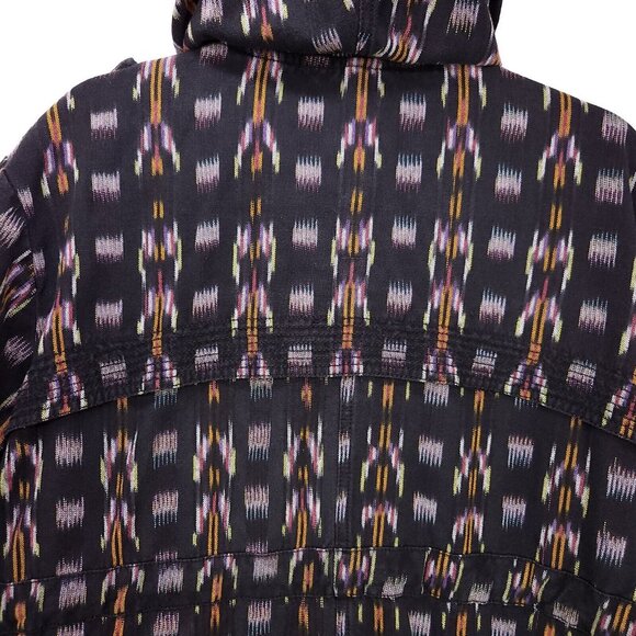 Free People Hooded Jacket The Ikat Parka Black Unlined Size Small Oversized - Picture 10 of 15